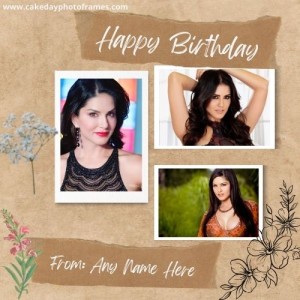 Sunny Leone birthday wishes greeting card with name pic