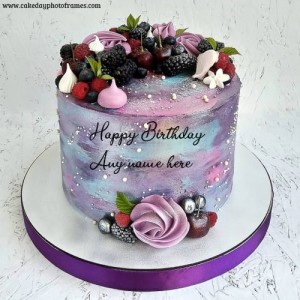 Happy Birthday Purple theme cake with name editor