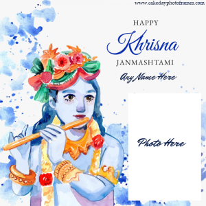 Happy Krishna Janmashtami greeting card with name and photo edit