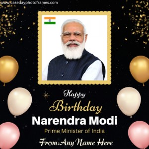 Happy Birthday Narendra Modi Wishes Card With Name
