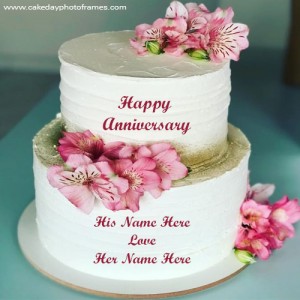 Happy Anniversary wish cake with name editor