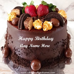 Dark chocolate with oreo birthday cake with name