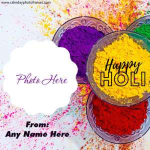 Happy Holi Greeting Card With Name and Photo Edit