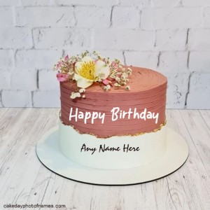 beautiful happy birthday greeting Cake with name edit