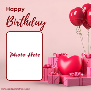 Wishing you a happy birthday red balloon card with photo