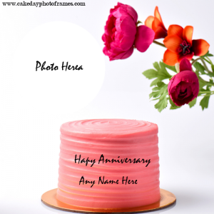 Happy anniversary greeting cake card with name edit