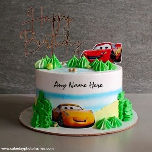 Happy Birthday Car Cake wish with name editor