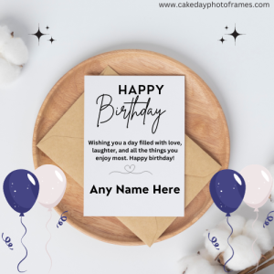 Happy Birthday wish card with name editor