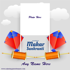 Happy Makar Sankranti wish card with name and photo editor