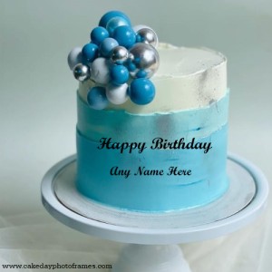 beautiful Light Sky Blue Birthday cake with name edit